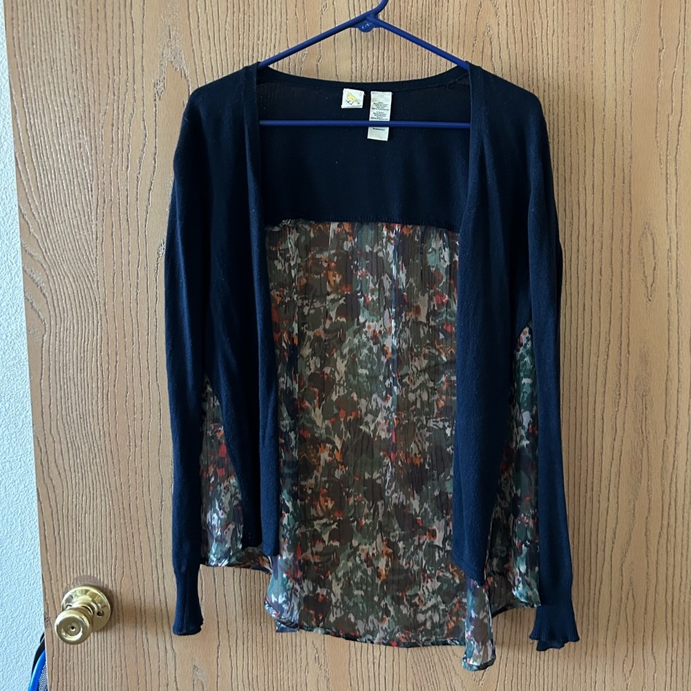 Light weight sheer back navy blue cardigan